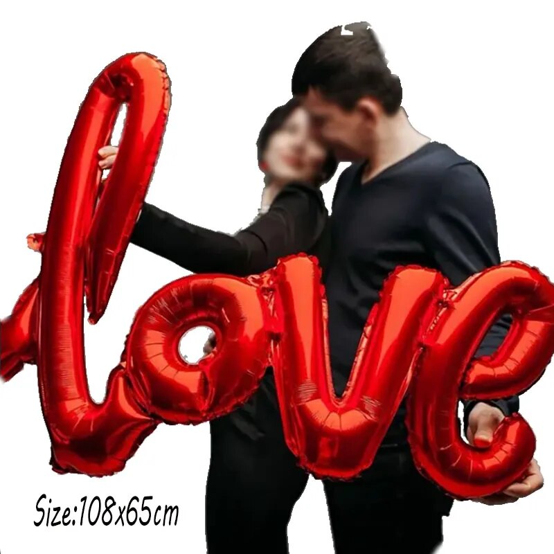 Bride & Groom Wedding Foil Balloons: Love Helium Balls for Valentine's Day & Events.