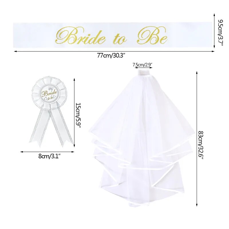 Bride & Groom Satin Sash Badge: Bridal Shower, Bachelorette, Hen Party Decor.