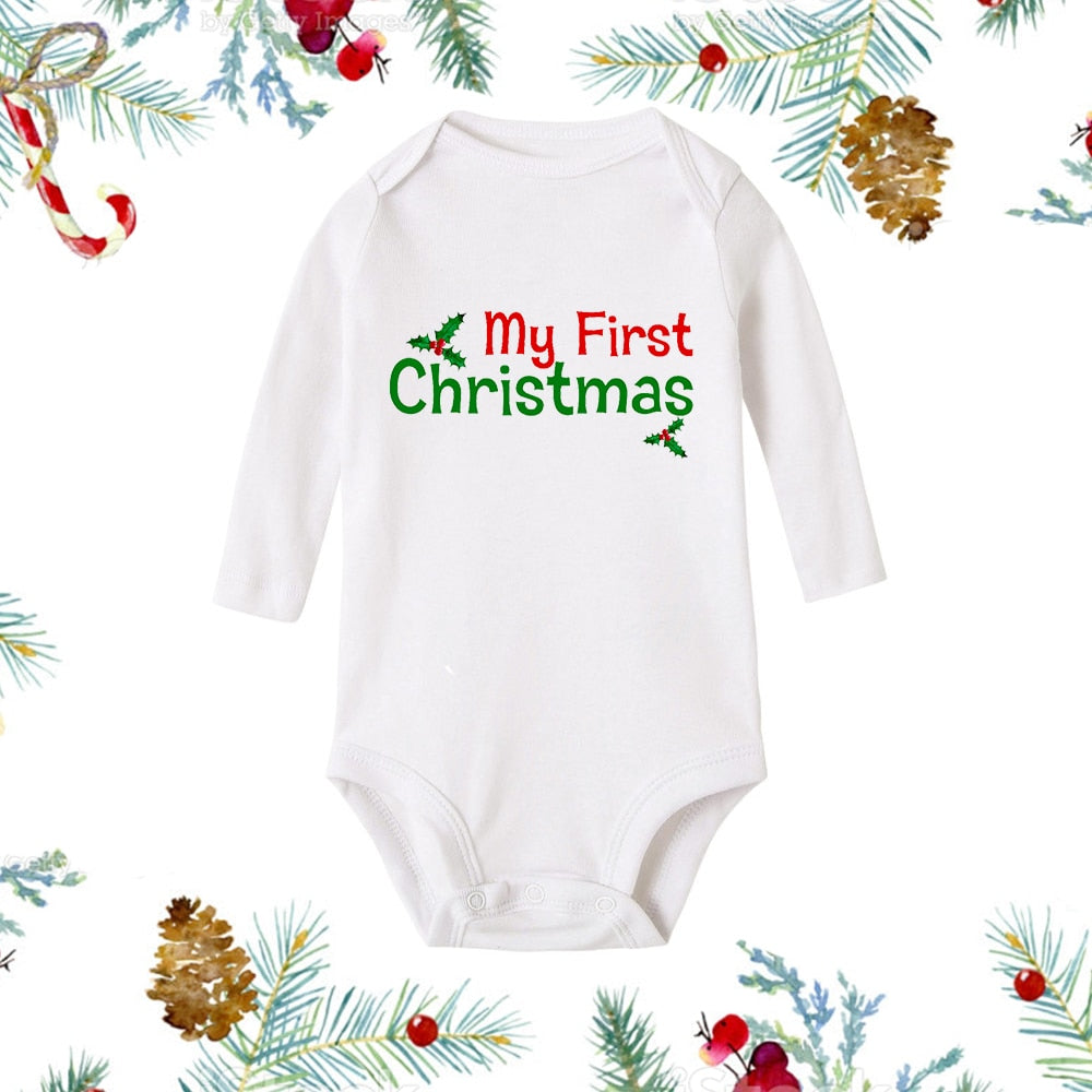 My First Christmas Newborn Romper - Snowman Print, Infant Xmas Gift