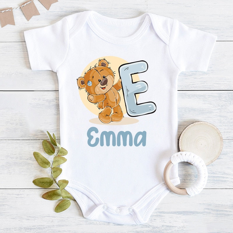 Personalized Newborn Bodysuit Cute Bear Baby Girl Clothes Custom Name Cartoon Toddler Romper Casual Baby Jumpsuit Infant Gift