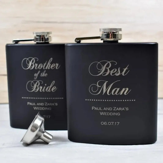 Personalised Engraved Hip Flask: Wedding Keepsake for Best Man & Usher Gifts.