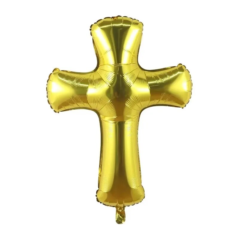 2pcs Easter Cross Balloons: Helium Foil for Christening, First Communion Decor.