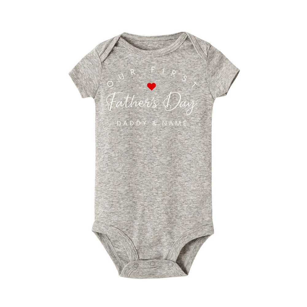 Personalized First Father's Day Bodysuit - Daddy & Baby Name, Summer Newborn