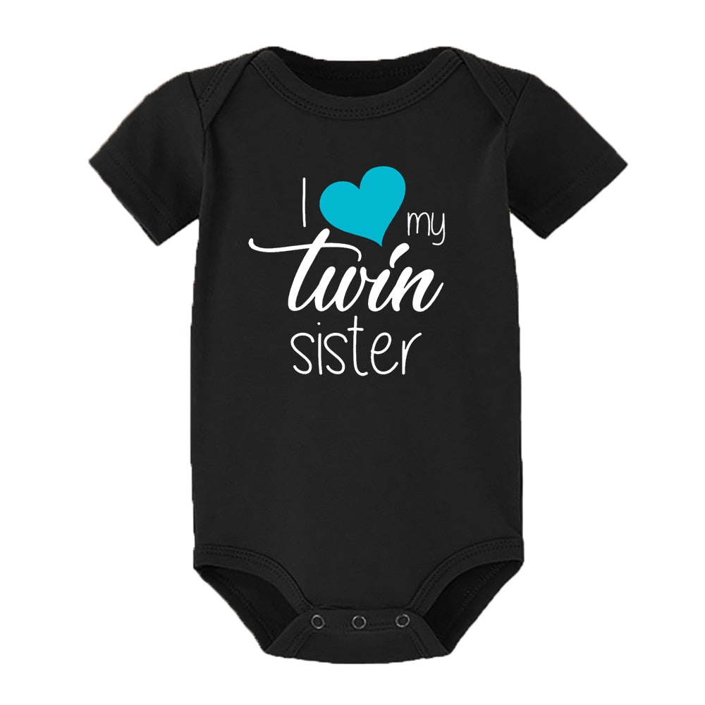I Love My Twin Sister/Brother Jumpsuit - Newborn, Short Sleeve, Unisex Twins Gift.