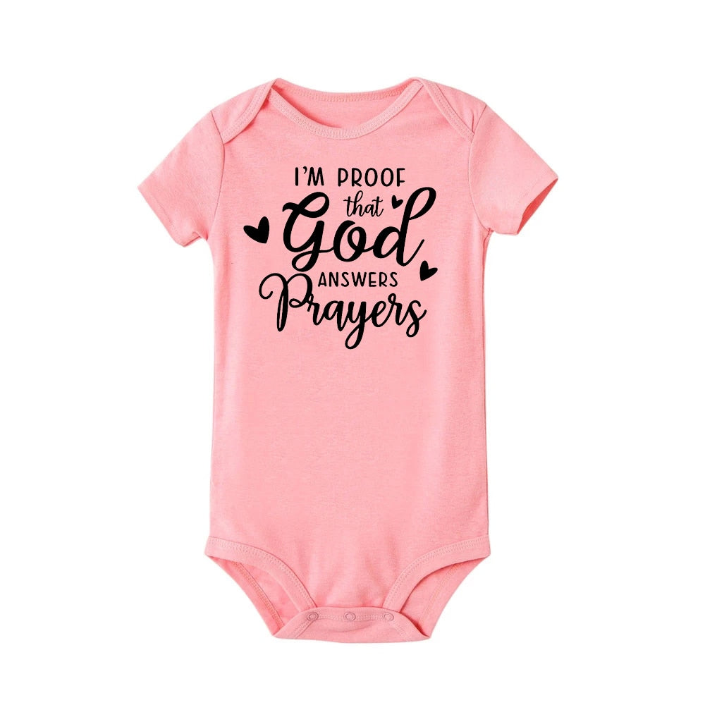 I'm Proof God Answers Prayers Baby Bodysuit - Short Sleeve