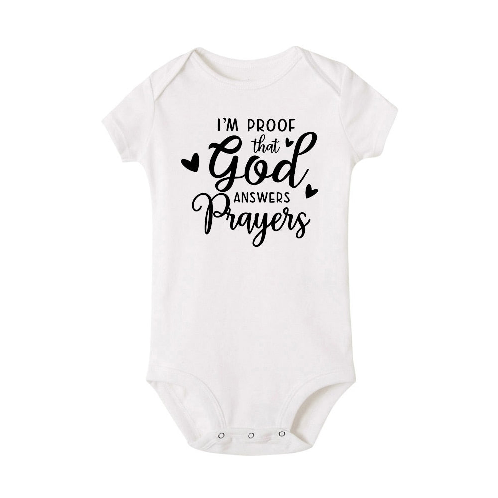 I'm Proof God Answers Prayers Baby Bodysuit - Short Sleeve