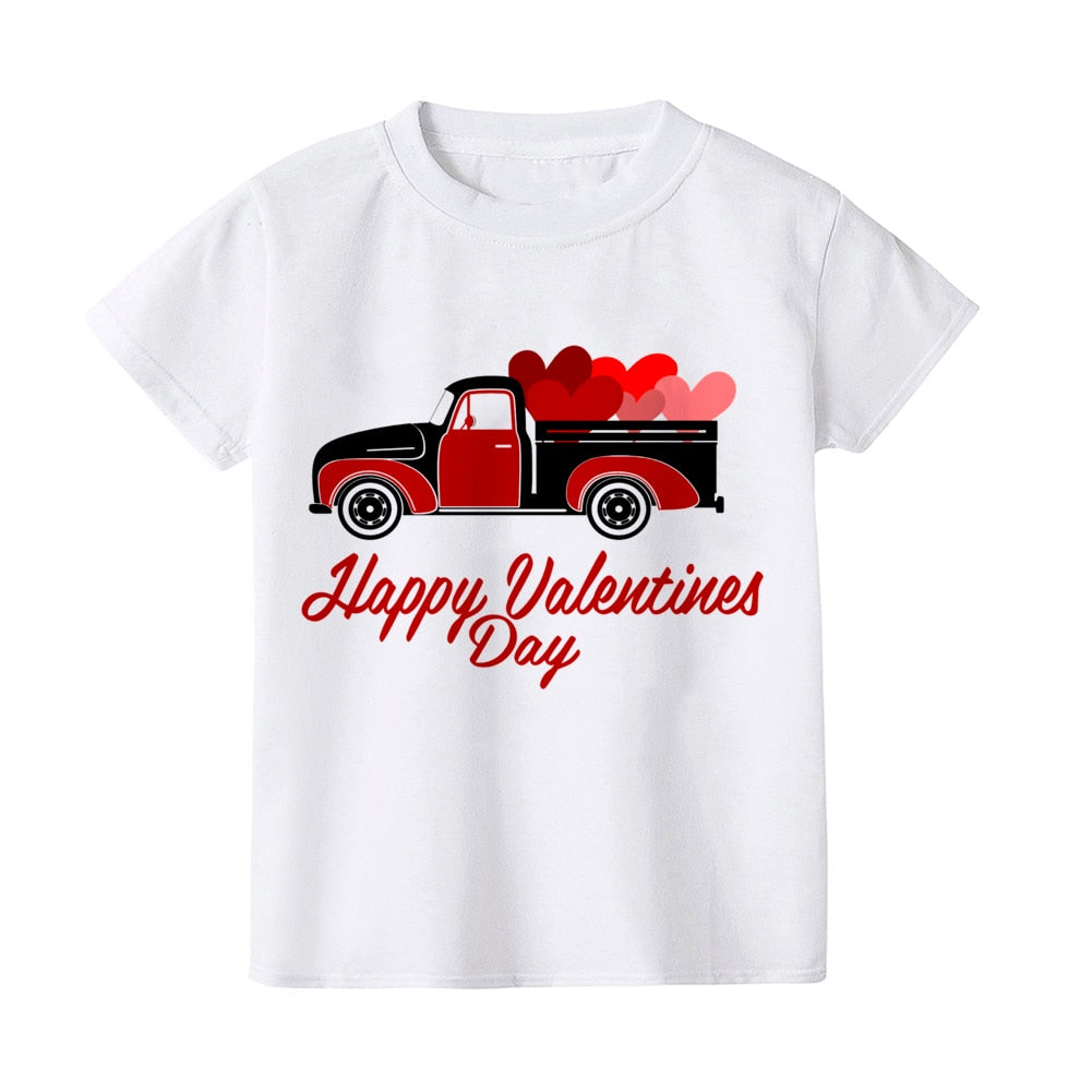 Happy Valentine's Day Kids T-Shirt - Child Tops, Boys & Girls Party Present Casual Wear.