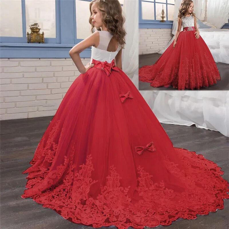 Flower Girl Dress: Kids Wedding Bridesmaid Gown, Prom, New Year Princess Costume for Children & Teens.