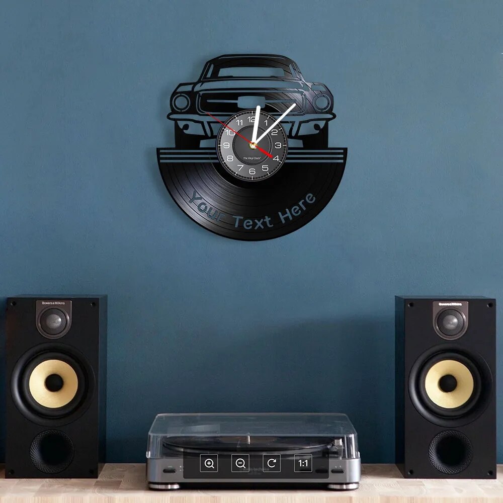 Custom Garage Wall Clock: Personalise with Your Name/Number, Made of Vinyl Record.