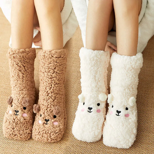 Warm Bear Socks: Thick Cotton Winter, Christmas Gift, Funny Home Floor Stocking.