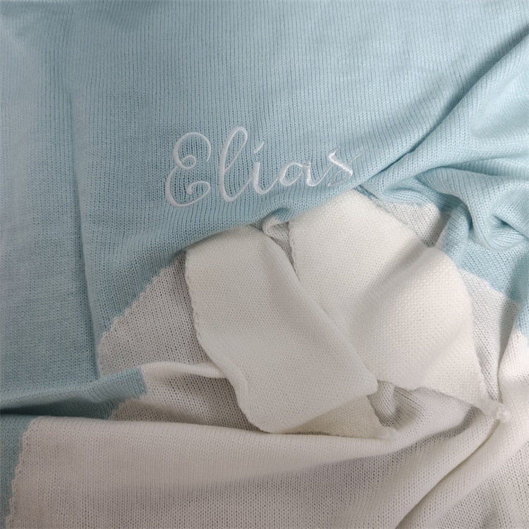 Name Personalised Baby Blanket - Knitted Rabbit, Newborn & Toddler Crib