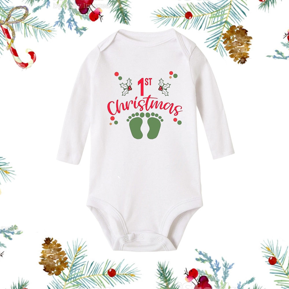 My First Christmas Newborn Romper - Snowman Print, Infant Xmas Gift