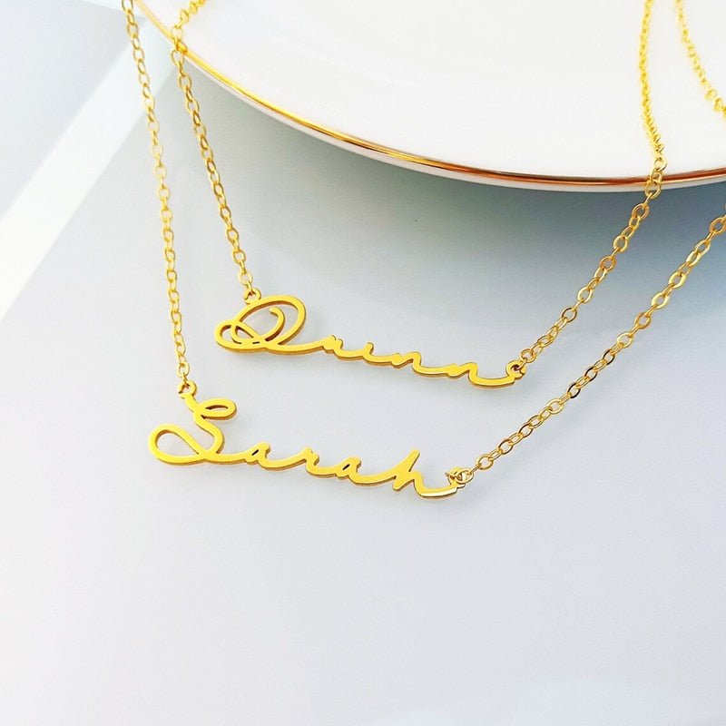 Pesonlized Custom Double Layered Name Necklaces For Women Fashion Jewelry Personalized Two Name Pendant Necklace Friendship Gifts
