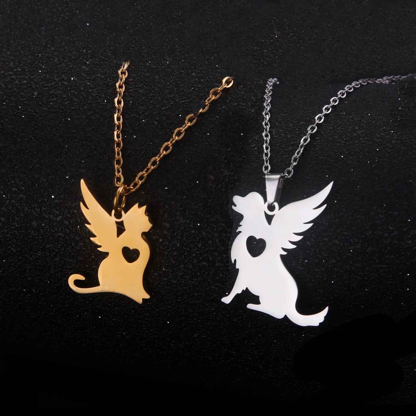 Angel Wing Pet Necklace: Heart, Puppy & Kitten Memorial Jewelry, Inspired Gift