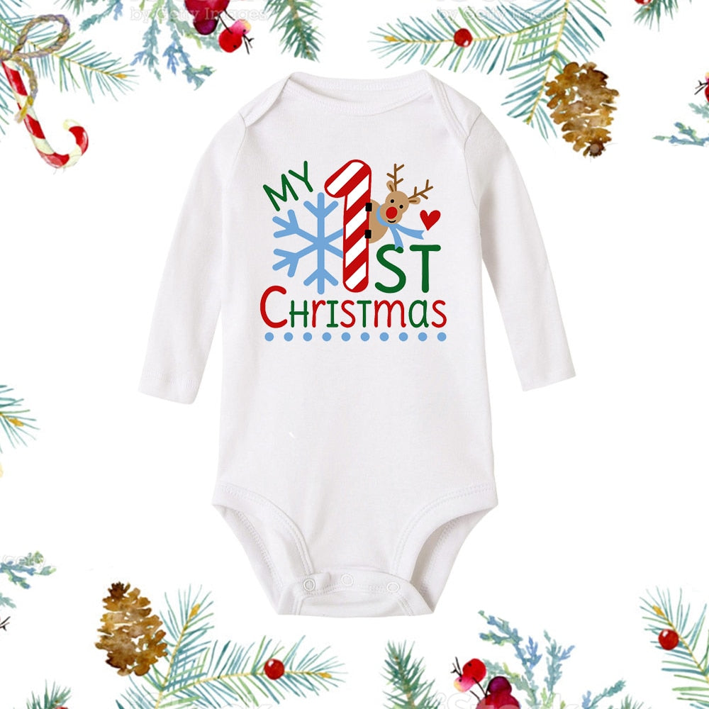 My First Christmas Newborn Romper - Snowman Print, Infant Xmas Gift