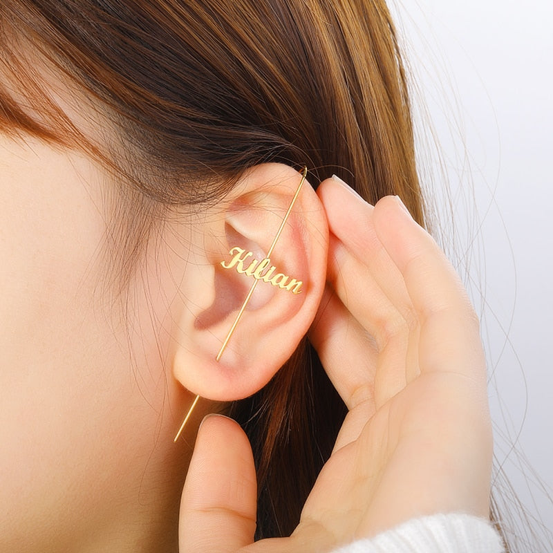 Personalized Heart Rhinestone Name Earrings - Custom Jewelry for Women & Girls.