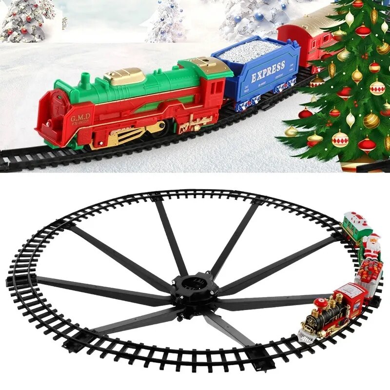 Christmas Train Toy: Tree Decoration with Sound & Light, Electric Railway Car Frame