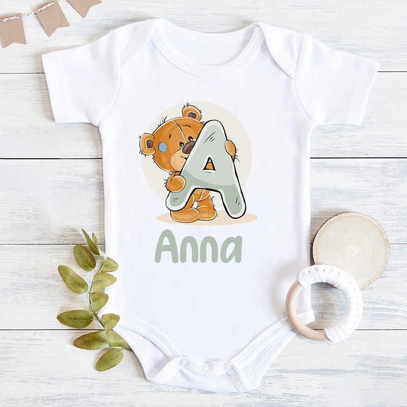 Personalized Bear Newborn Bodysuit - Custom Name, Baby Girl Romper,Infant Gift.
