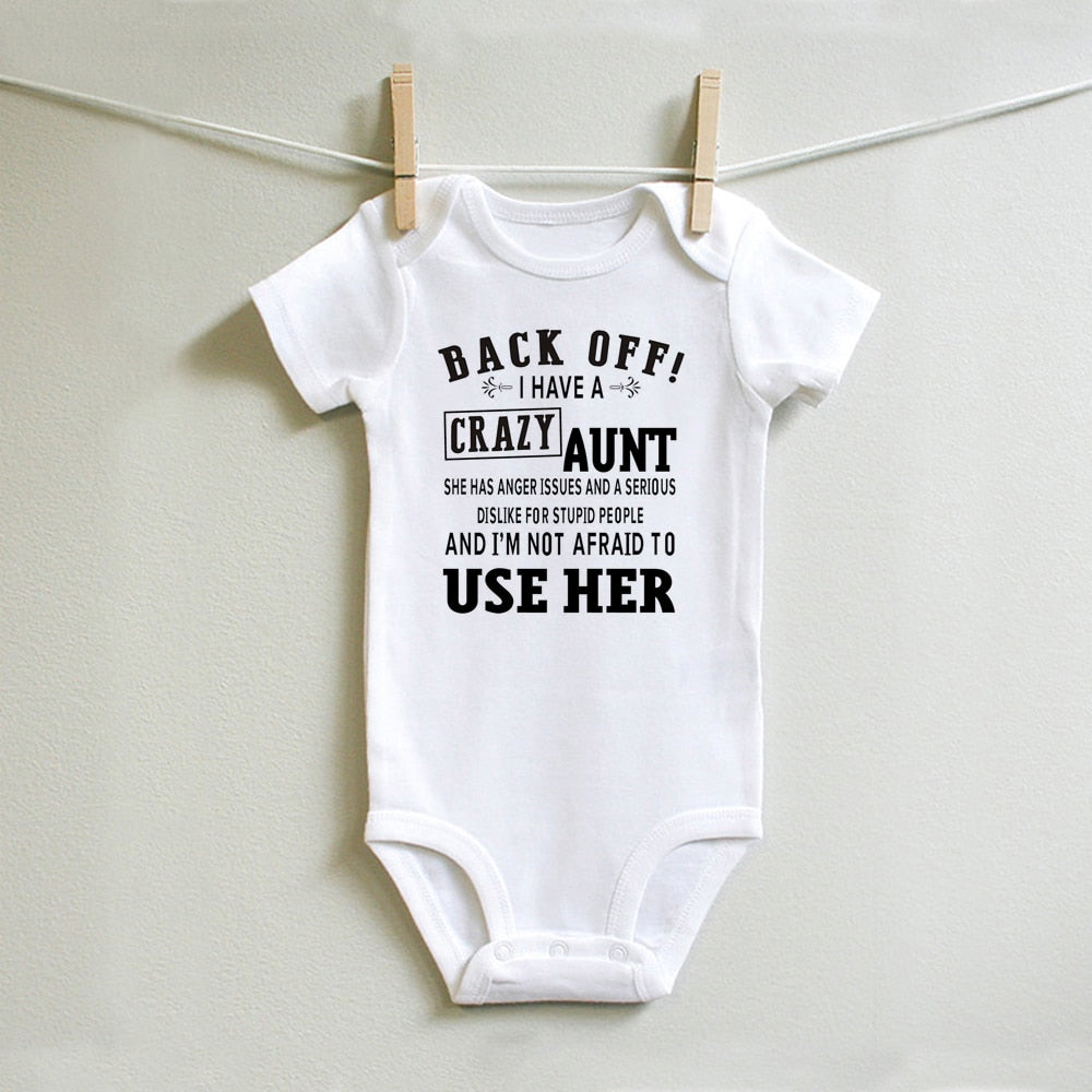 I Love My Crazy Aunt Baby Bodysuit - Newborn, Boy & Girl Auntie Gift.