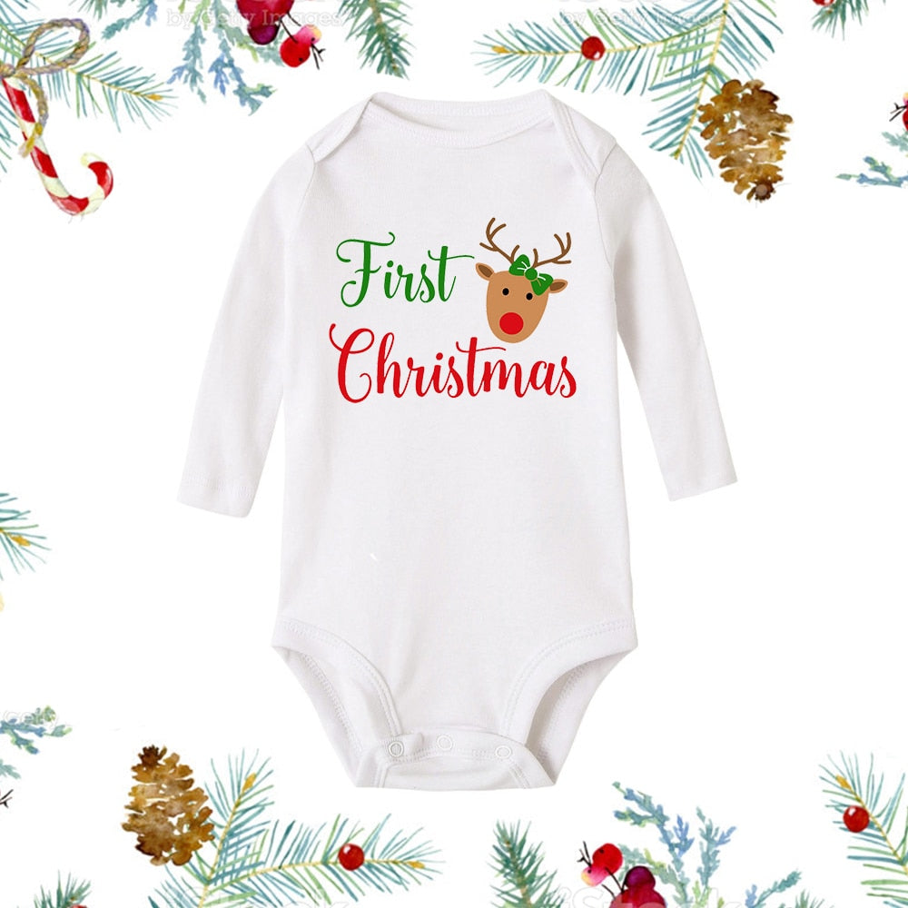 My First Christmas Newborn Romper - Snowman Print, Infant Xmas Gift