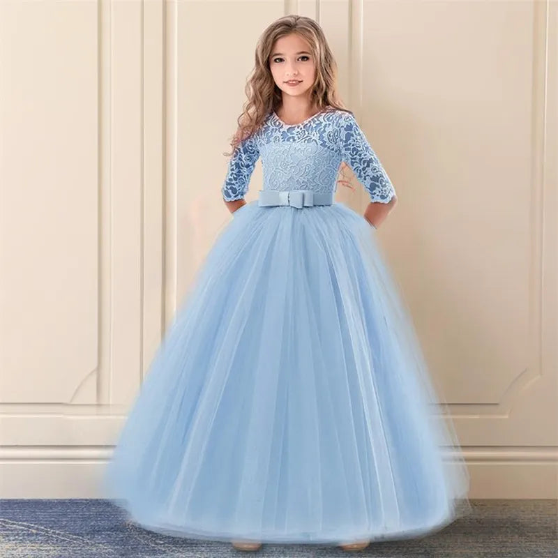 Flower Girl Dress: Kids Wedding Bridesmaid Gown, Prom, New Year Princess Costume for Children & Teens.