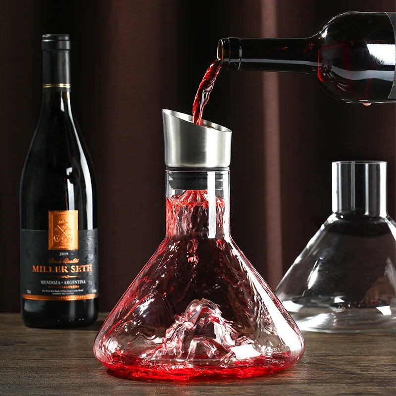 Clear Crystal Wine Decanter: Iceberg Design Barware Flask, Glass Wine Dispenser
