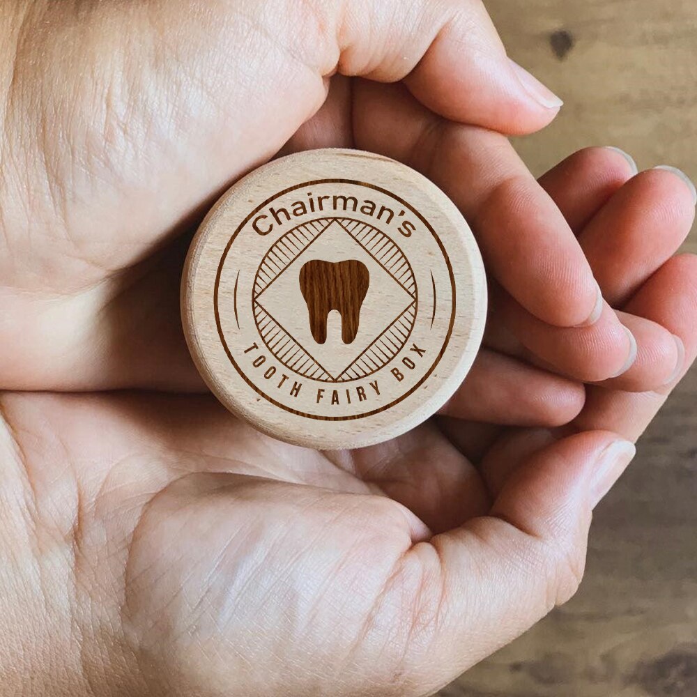 Personalised Tooth Fairy Box - Custom Wooden Engraved Newborn Teeth Gift