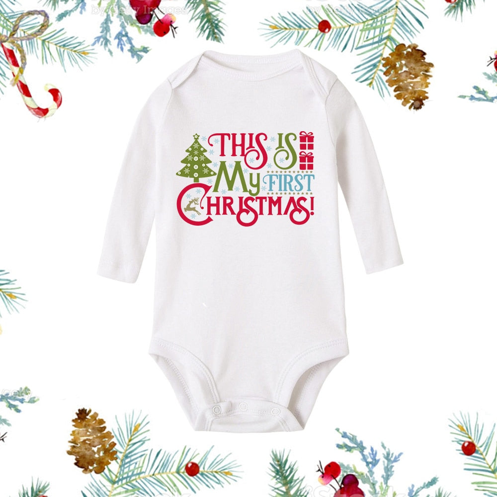 My First Christmas Newborn Romper - Snowman Print, Infant Xmas Gift