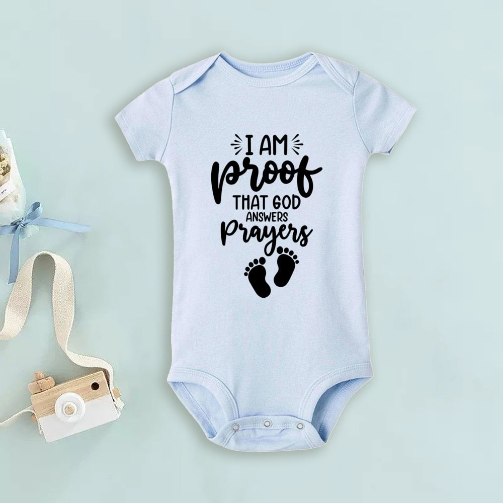 Proof God Answers Prayers Bodysuit - Answered Prayer Romper, Baby Announcement, Newborn Gift