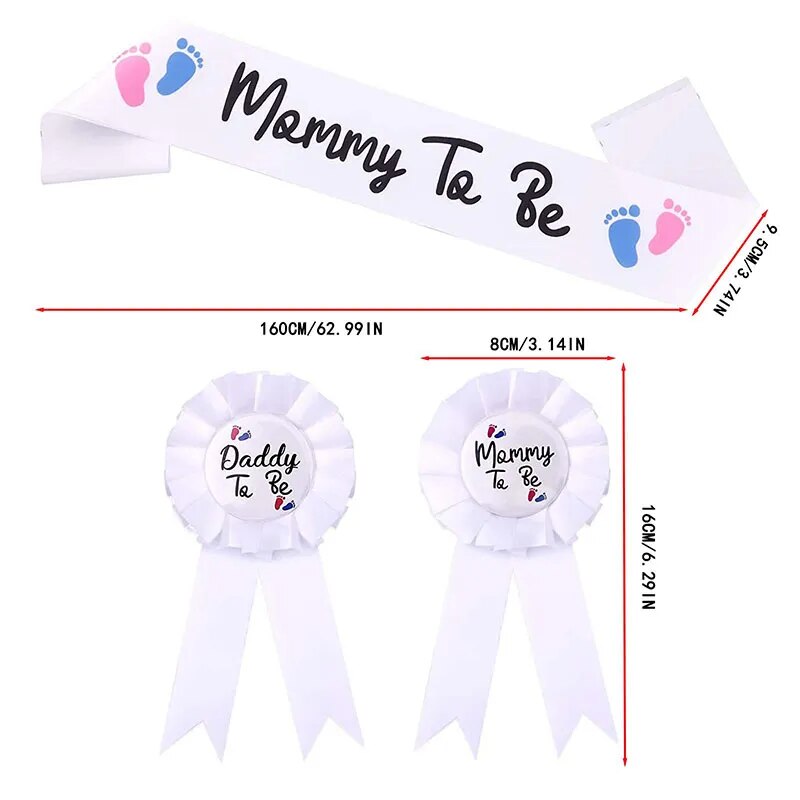 Gender Reveal Decor: Princess Growth Sash, White Footprint Mummy To Be  Baby Shower