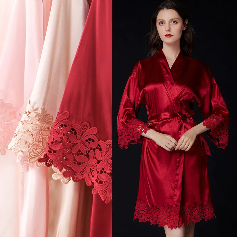 Lace Summer Robe - Bride & Bridesmaid Embroidered Kimono, Night Dress
