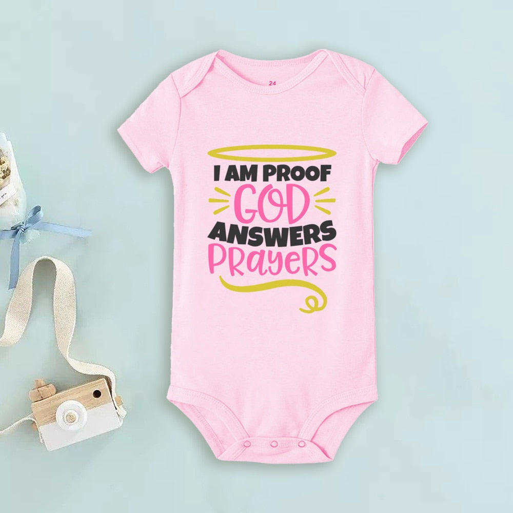 Proof God Answers Prayers Bodysuit - Answered Prayer Romper, Baby Announcement, Newborn Gift