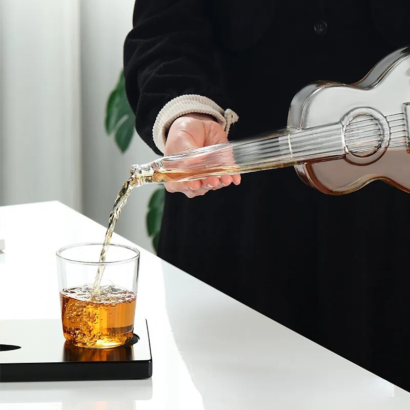 Guitar & Violin Glass Wine Decanter: Thickened Borosilicate, Decorative Bottle.