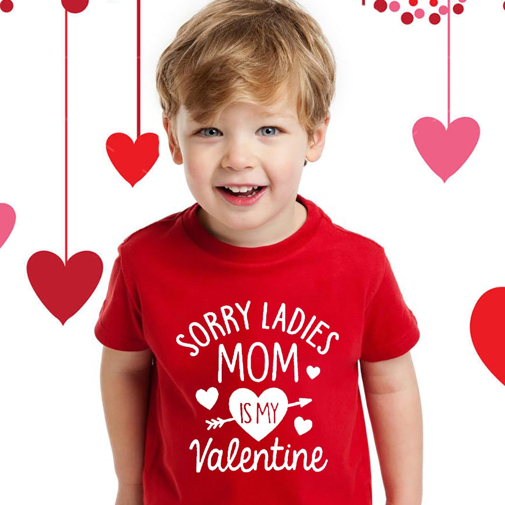 Daddy's Valentine Kids T-Shirt - Child Red Top, Boys & Girls, Valentine's Day Party Gift.