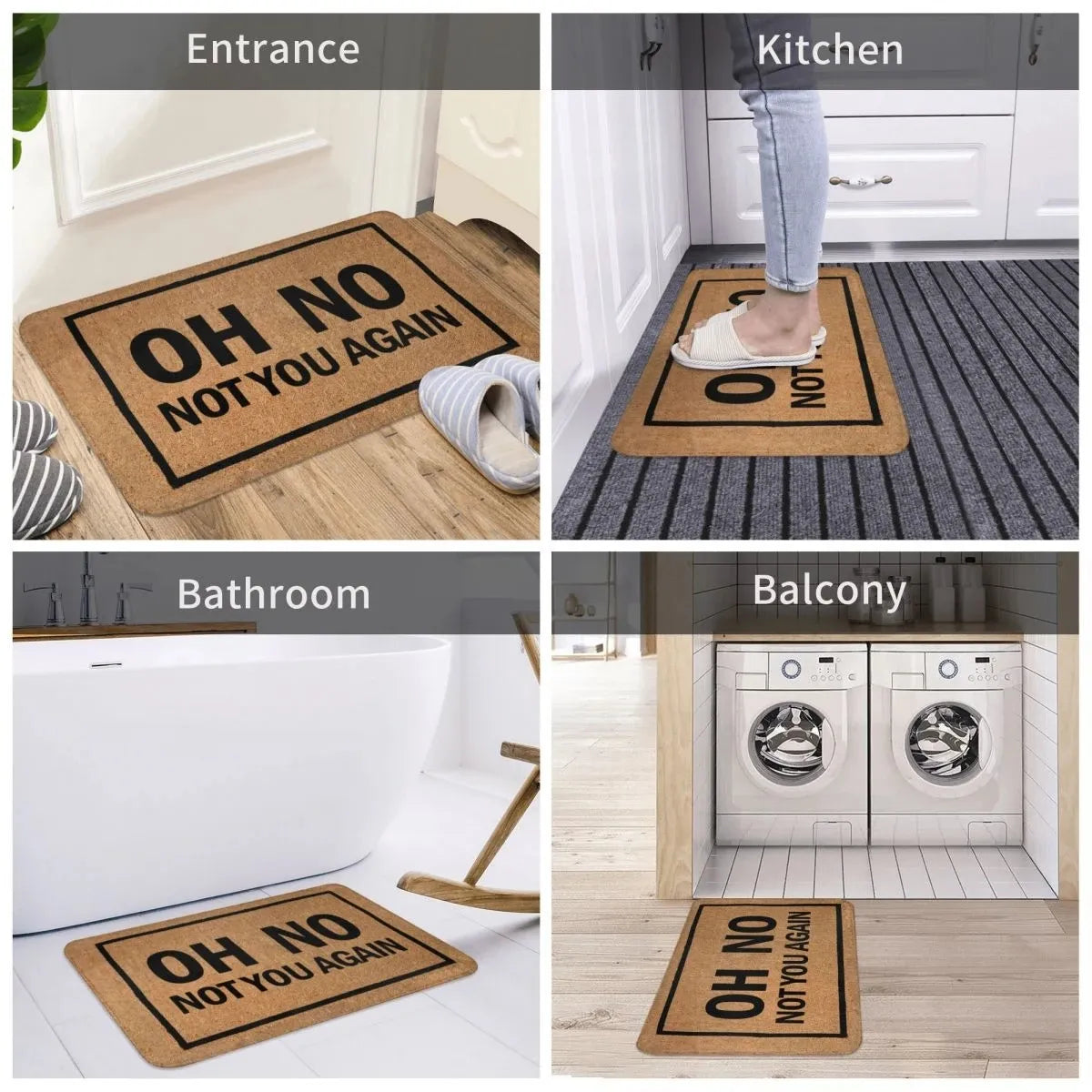 "Oh No Not You Again" Humorous Flannel Door Mat - Anti-Slip Welcome Mat for Home & Kitchen.