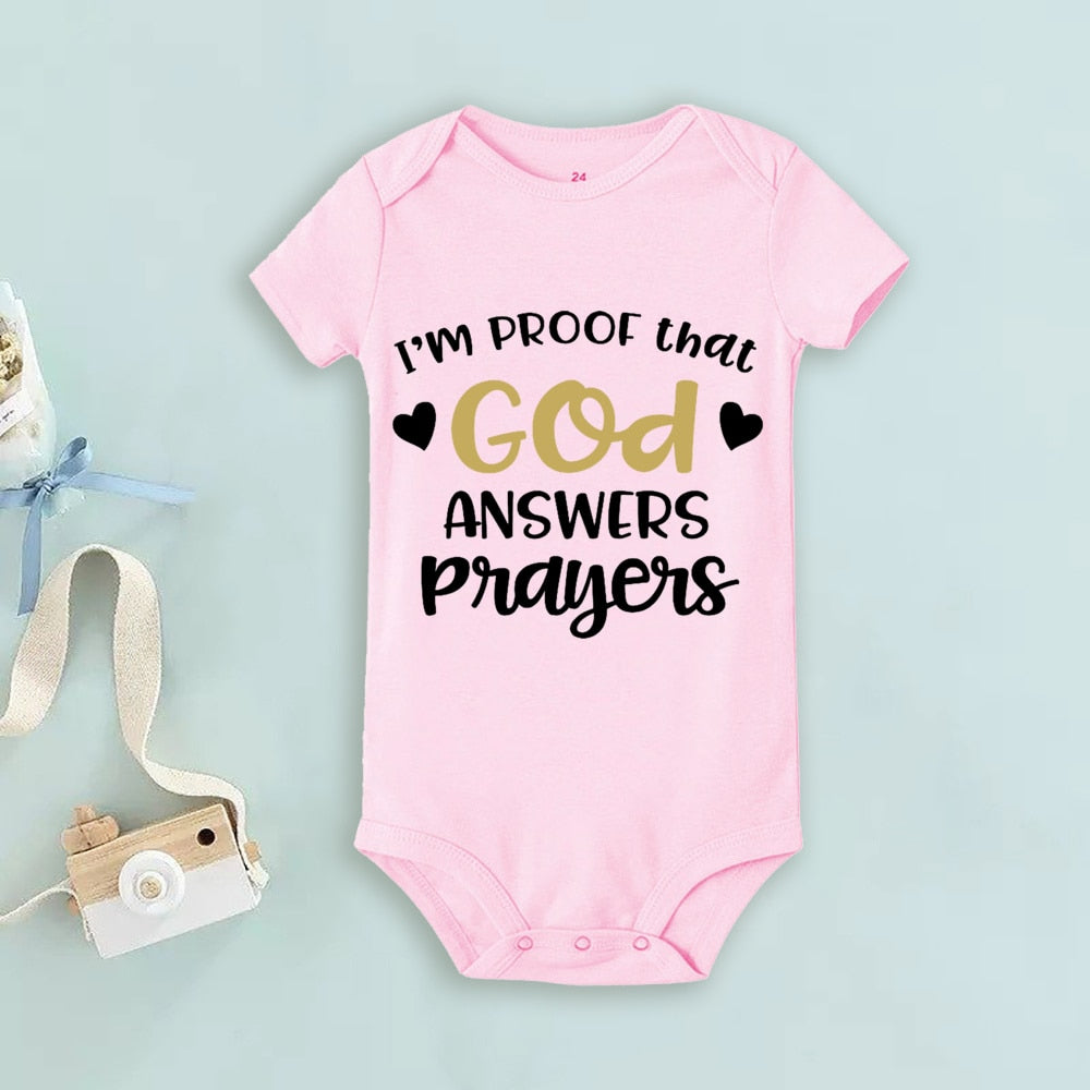 Proof God Answers Prayers Bodysuit - Answered Prayer Romper, Baby Announcement, Newborn Gift