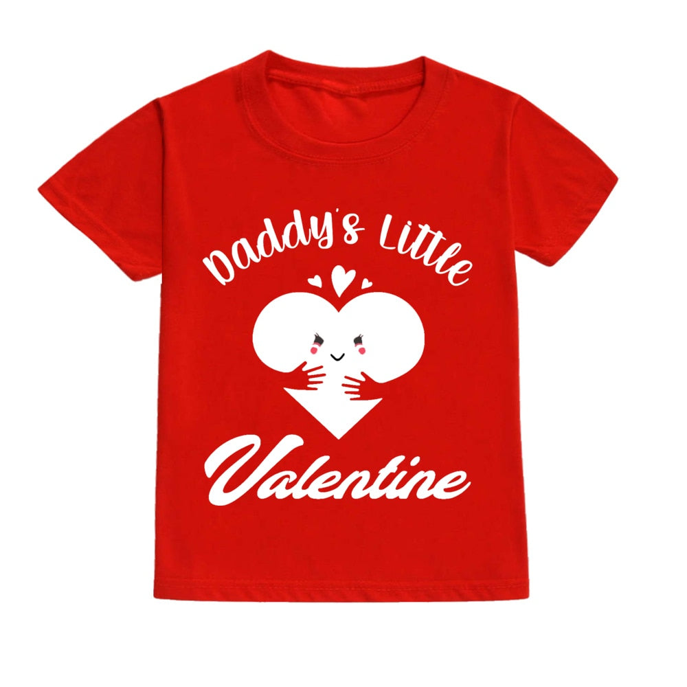 Daddy's Valentine Kids T-Shirt - Child Red Top, Boys & Girls, Valentine's Day Party Gift.