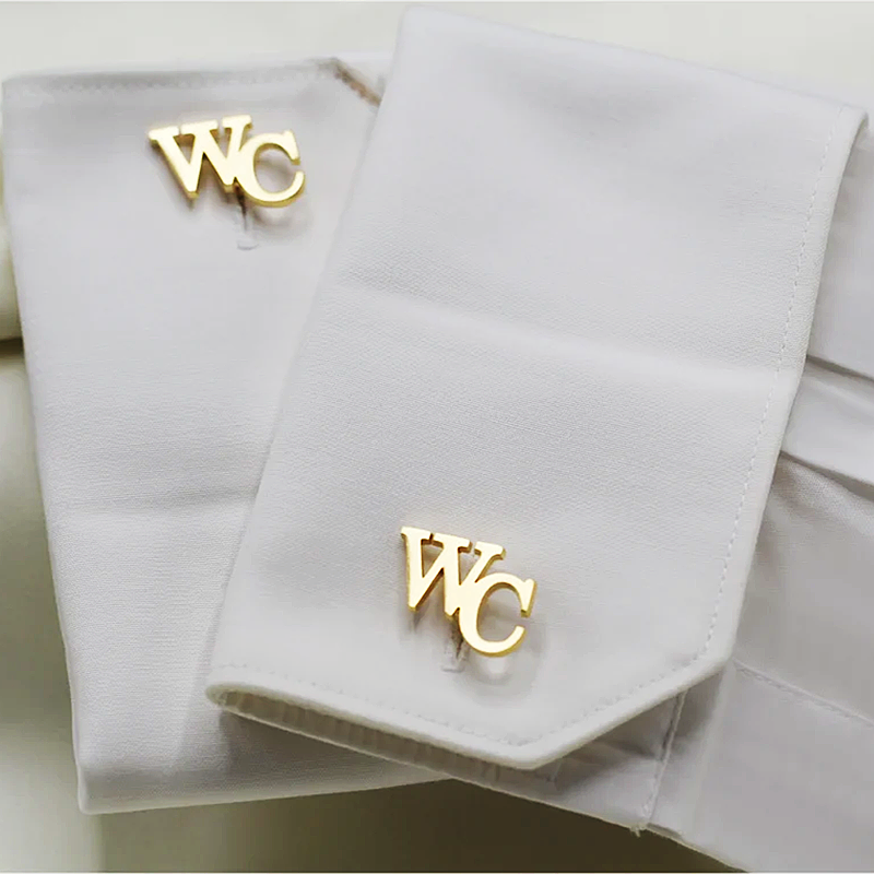 Custom Two Letters Cufflinks - Stainless Steel Initials Men Wedding Gift