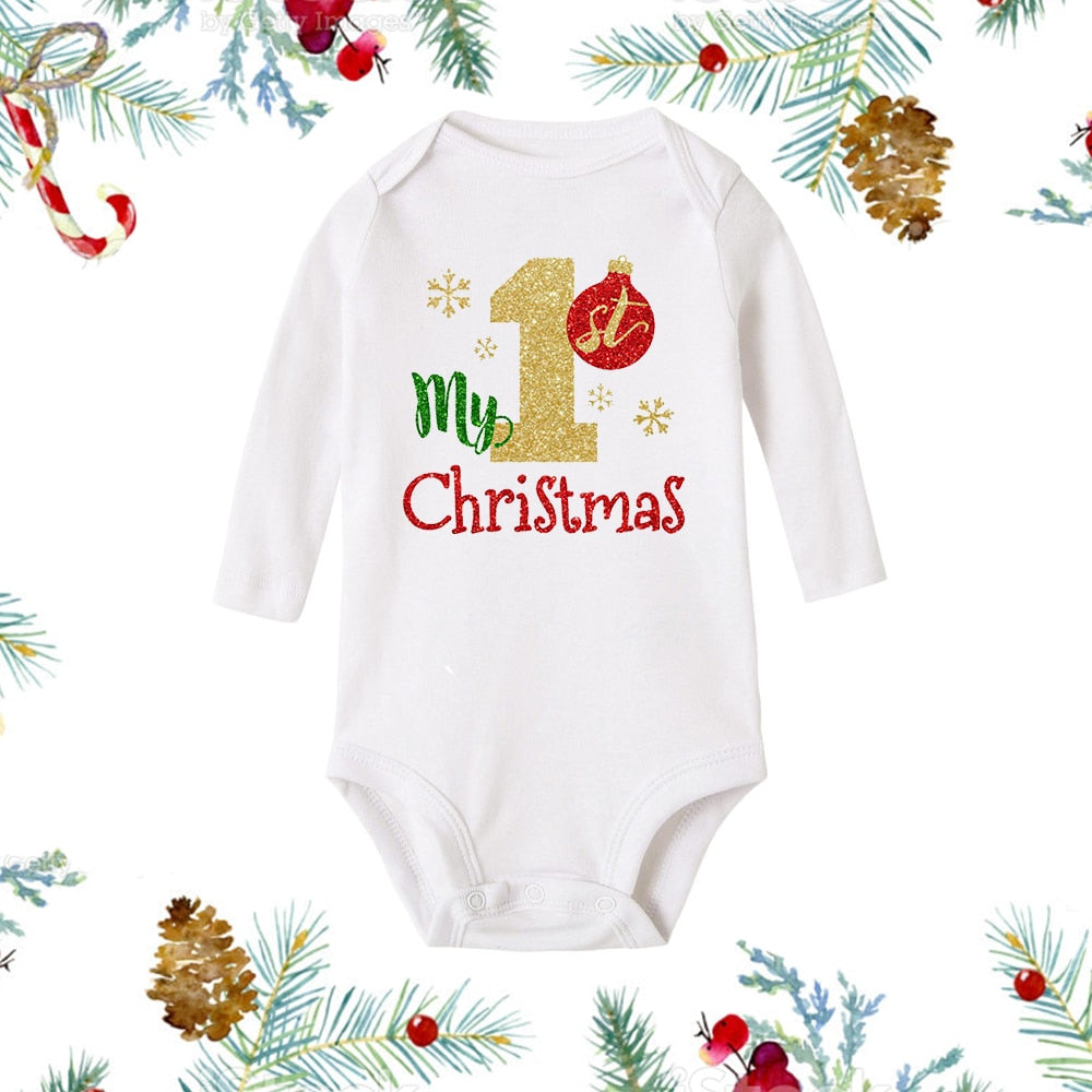 My First Christmas Newborn Romper - Snowman Print, Infant Xmas Gift