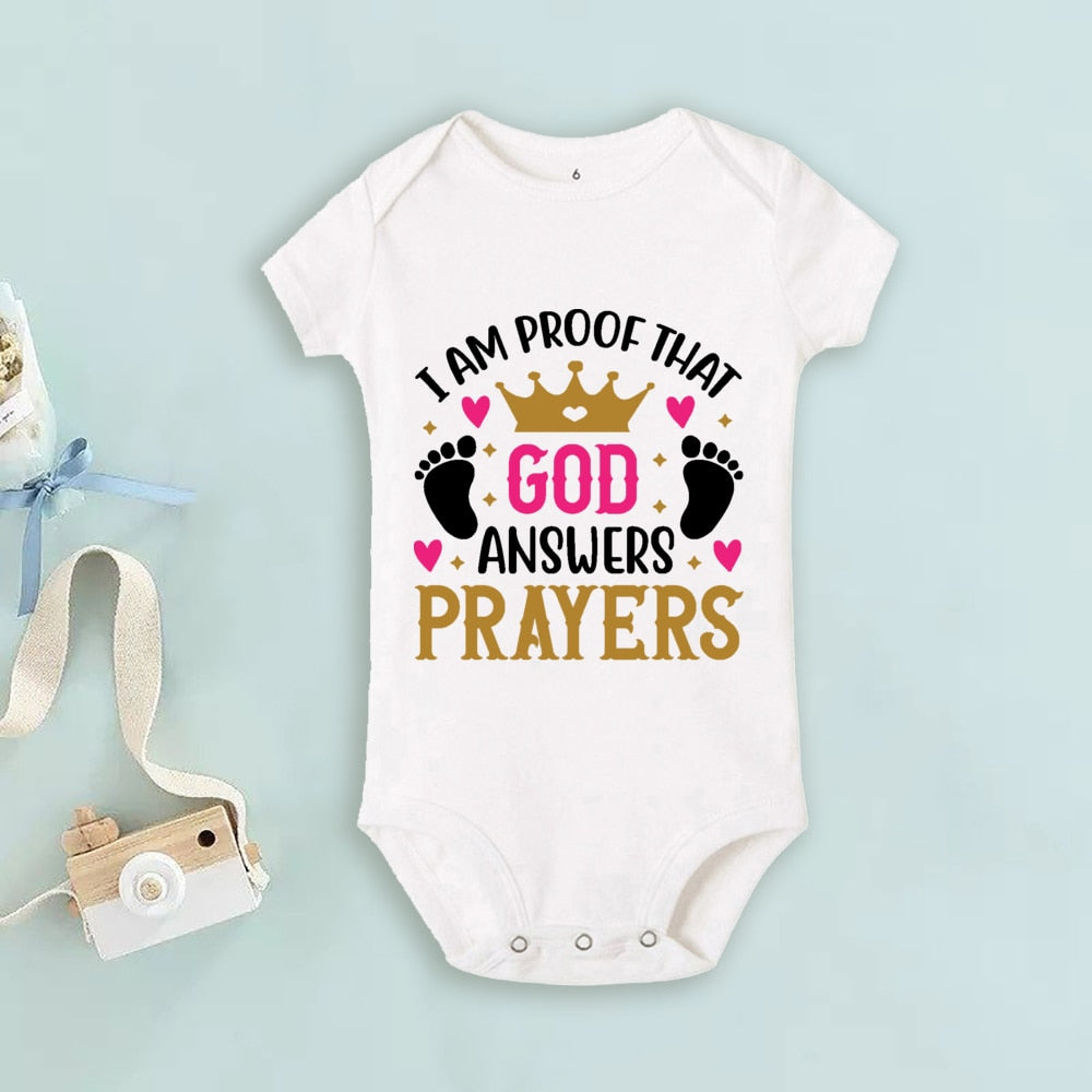 Proof God Answers Prayers Bodysuit - Answered Prayer Romper, Baby Announcement, Newborn Gift