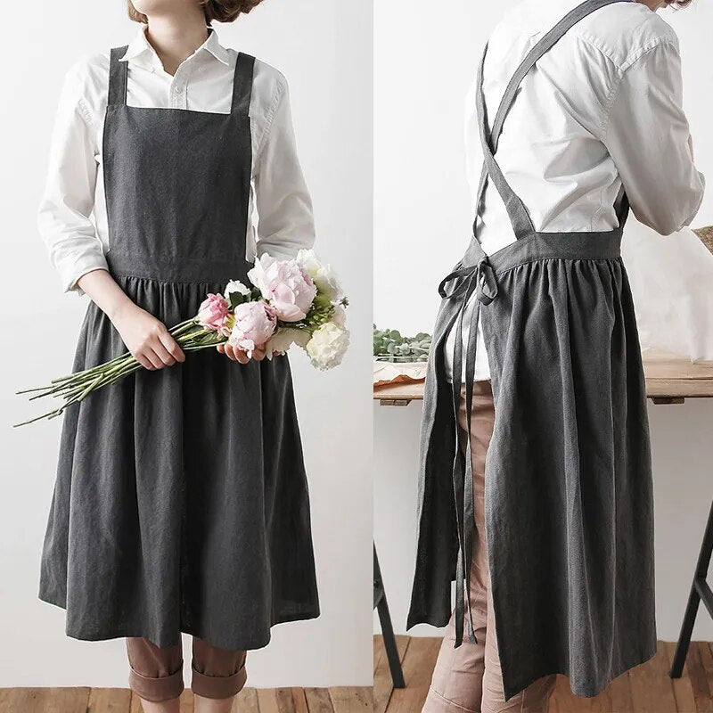 Nordic Cotton Linen Apron - Florist & Kitchen Use for Cooking, Baking, Coffee Shop & Gardening.