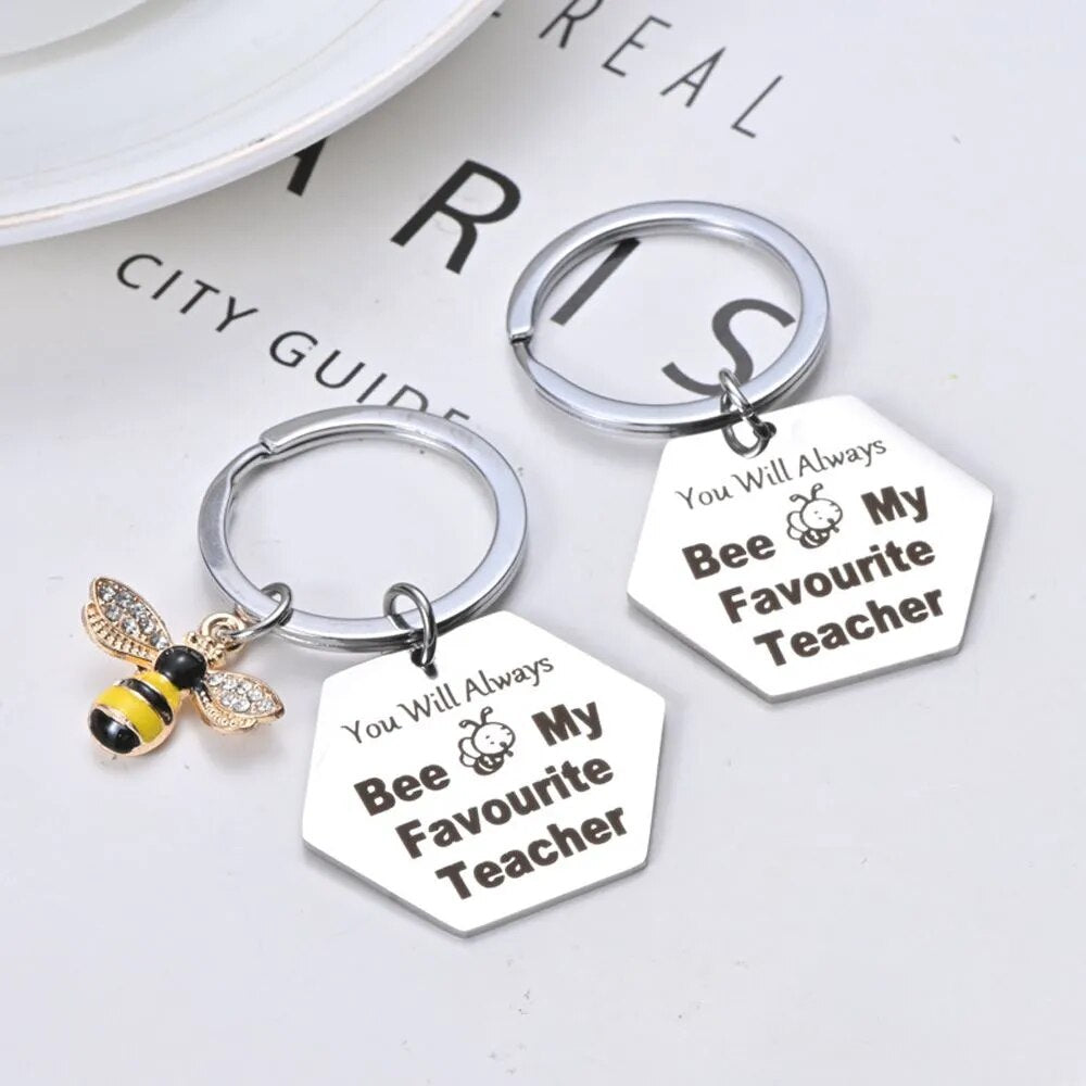 Thank You Teacher Bee My Favourite Teacher's Day Gift Bee Keychain Teacher Key Ring