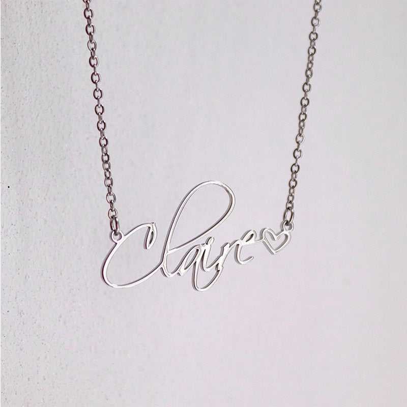 Stainless Steel Custom Name/Initial Necklace - Unique Font Design.