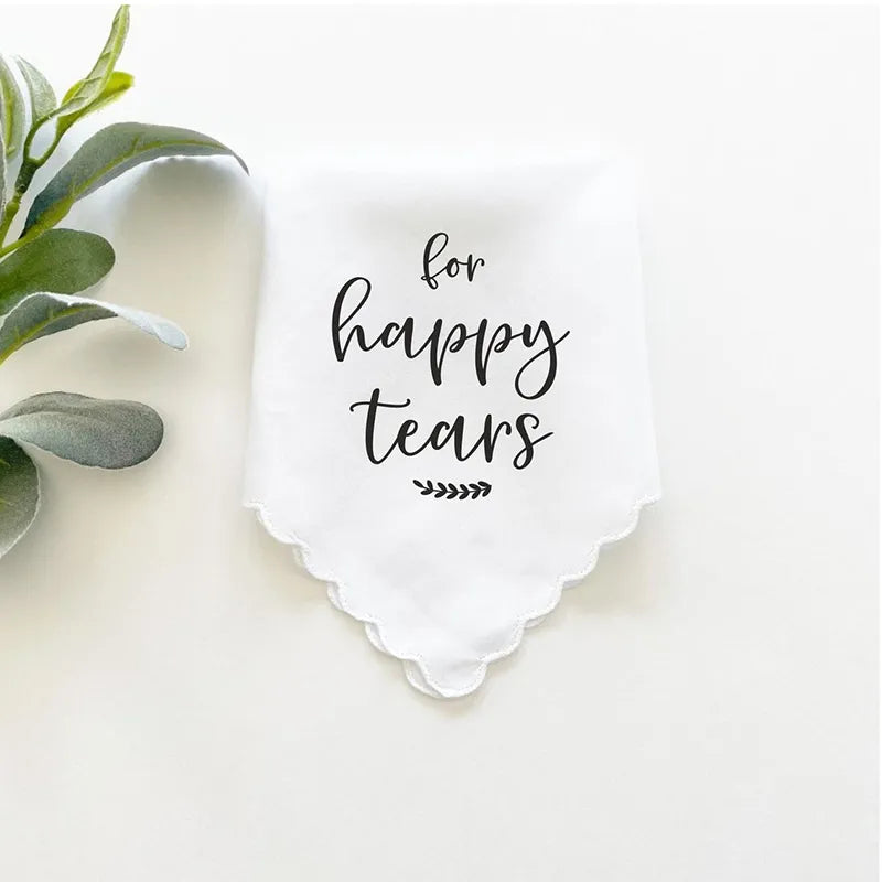 For Happy Tears Handkerchief: Wedding Favor for Parents, Bridal Shower & Bridesmaid Gift