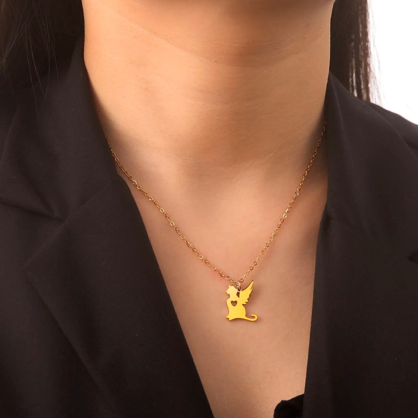 Angel Wing Pet Necklace: Heart, Puppy & Kitten Memorial Jewelry, Inspired Gift