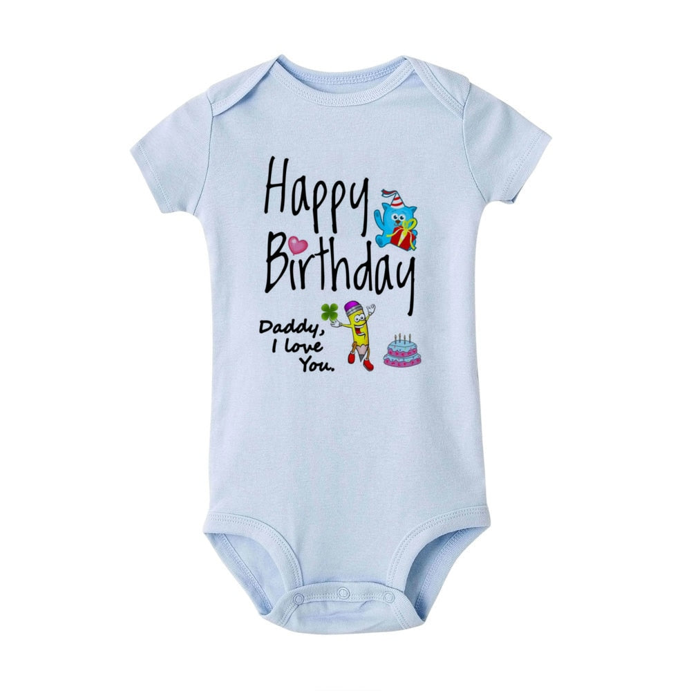 Happy Birthday Daddy Bodysuit - I Love You, Short Sleeve Romper Gift.