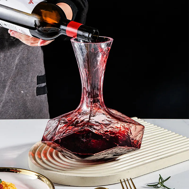 1450ml Creative Crystal Glass Decanter: Irregular Design, Wine Aerator, Mirror Jug