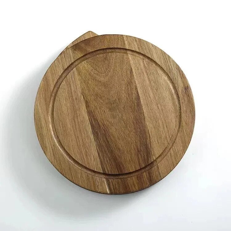 Wooden Cheese Tray Set: 4 Cheese Knives, Portable Dining Plate for Home