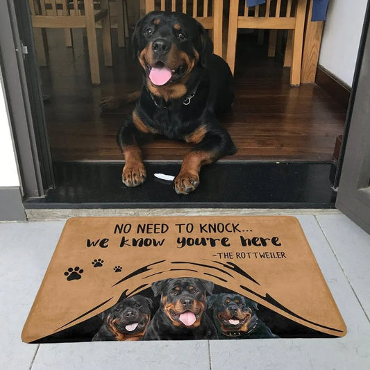 3D Printed Rottweiler Doormat - Non-Slip Pet Dog Welcome Mat for Porch & Entryway.
