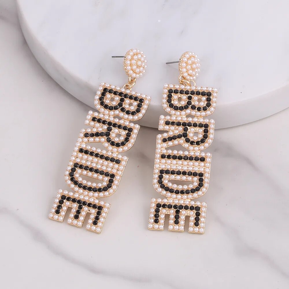 Bride Rhinestone Letter Dangle Earrings: Gorgeous Wedding Jewelry Collection.